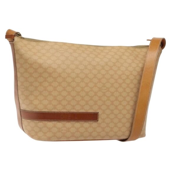 CELINE Macadam Canvas Shoulder Bag PVC Leather Beige Gold - Picture 1 of 16